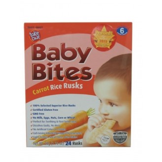 WANT-WANT BABY BITES CARROT RICE RUSKS - 50G WANT-WANT BABY BITES CARROT RICE RUSKS - 50G