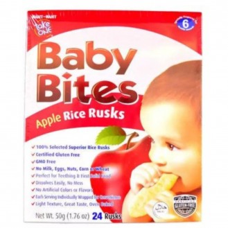 WANT-WANT BABY BITES APPLE RICE RUSKS - 50G WANT-WANT BABY BITES APPLE RICE RUSKS - 50G